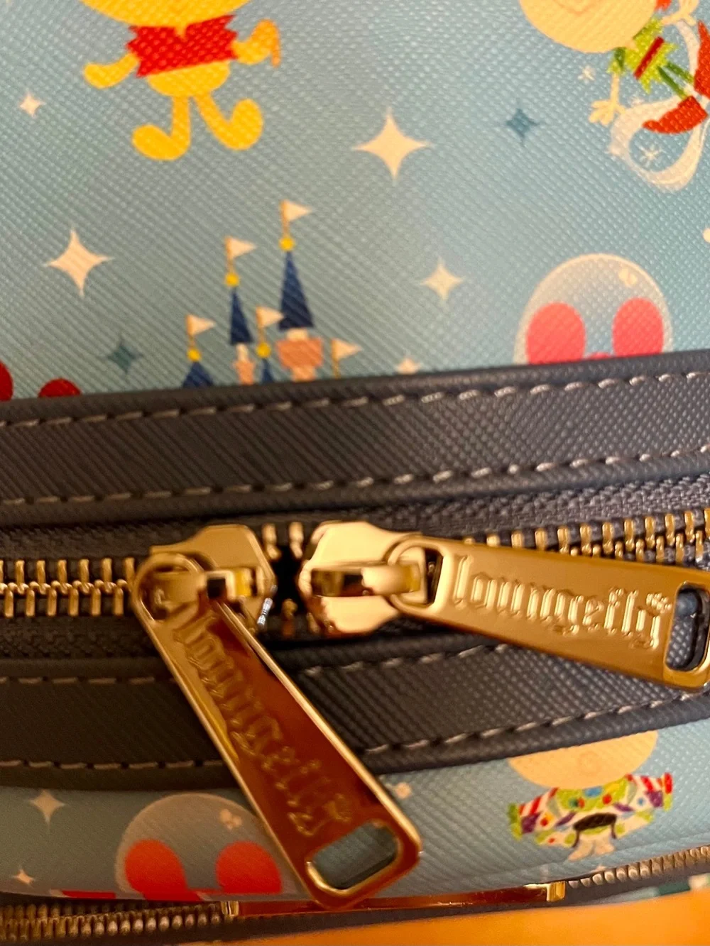 Disney Parks Loungefly Light blue Artist Jerrod Maruyama Chilbi-style icons NWT